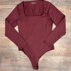 Abercrombie & Fitch Burgundy Square Neck Bodysuit